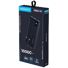 Портативный аккумулятор Maxvi PB10-10 10000 мАч, 2A USB + кабели: Type-C/Lightning