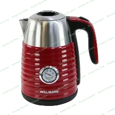 Чайник электрический Willmark WEK-1738PST 1.7 л, нержавейка+пластик, красный, термометр, 2200 Вт