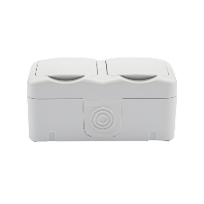 Блок из 2 розеток горизонтальный Kranz Mini OG открытой установки с заземлением, IP54 белый