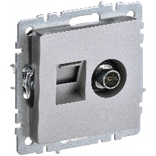 Розетка телевизионная двойная TV+RJ45 IEK Brite РТВ/РК12-БрА (BR-AK20-1-K47) кат.5E алюминий