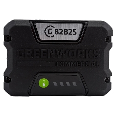 Аккумулятор GreenWorks G82B2, 82V, 2,5 А.ч (2914907) - это литий ионная (Li-ion) батарея, силой тока 2,5 ампер/час и выполненная по самым передовым технологиям. Применяется в линейке всех устройств Greenworks 82V Commercial. Аккумулятор состоит из ячеек производства японской компании LG. Ячейки этого производителя обладают самыми высокими показателями по емкости и выдаваемому напряжению, и относятся к классу A++. Батарея снабжена специальной платой управления, благодаря которой ячейки заряжаются и разряжаются равномерно и одновременно, что значительно продлевает срок жизни аккумулятора (среднее время 7 лет), а также отсутствует эффект потери мощности инструмента при разряде. Для надежной работы аккумулятор снабжен чипом, который защищает его от перезаряда, перегрева и глубокого разряда.Благодаря высокотехнологичным ячейкам, плате управления и защитному чипу, аккумулятор обладает долгим сроком службы - до 2000 циклов заряда-разряда. Корпус - ударопрочный