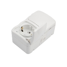 Блок из 2 розеток горизонтальный Kranz Mini OG открытой установки с заземлением, IP54 белый