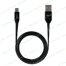 Кабель Maxvi MC-15T black, USB-A - Type-C, 2A ток макс. нагрузки 2А, макс. напряжение 5V; стандарт USB 2.0; плоский кабель, длина 1м, оплетка TPE, металлические корпуса разъемов, цвет черный
