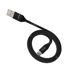 Кабель Maxvi MC-15T black, USB-A - Type-C, 2A ток макс. нагрузки 2А, макс. напряжение 5V; стандарт USB 2.0; плоский кабель, длина 1м, оплетка TPE, металлические корпуса разъемов, цвет черный