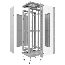 Шкаф телекоммуникационный напольный Cabeus SH-05C-42U60/80 IP20, 42U, 2055х600х800 мм (ВхШхГ), дверь: стекло, разборный, цвет: серый