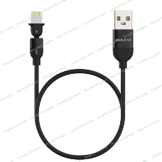Кабель Maxvi MC-19L black, USB-A - Lightning, 2.4A, LED ток макс. нагрузки 2.4А, макс. напряжение 5V; стандарт USB 2.0; длина кабеля 1.5м, нейлоновая оплетка, металлические корпуса разъемов,LED подсветка, цвет: черный