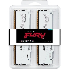 Оперативная память Kingston Fury Beast RGb, DDR5, 64Gb (2x32Gb), 6000MHz, CL36, DIMM, с радиаторами, RGb, белый