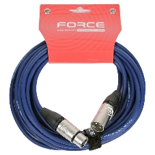 Кабель микрофонный FORCE FMC-05/6 BLXLR (M) - XLR (F), высококачественный балансный, малошумящий с проводниками из безкислородной меди OFC, диаметр 6 мм, профессиональные металлические разъемы, длина 3 м, цвет синий