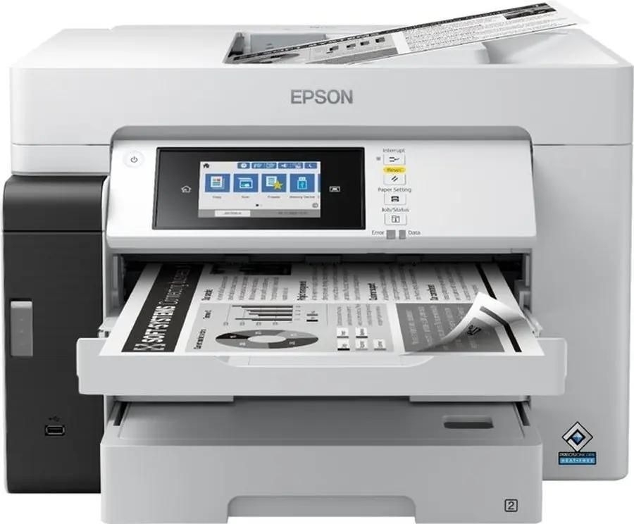 МФУ струйное EPSON M15180 (C11CJ41408), A3+, ч/б, печ. до 25 стр/мин., скан. до 26 стр/мин., 4800 x 1200 dpi (печать) 1200x1200dpi, USB, RJ-45, Wi-Fi, Air Print