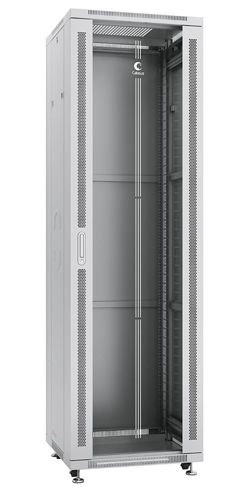 Шкаф телекоммуникационный напольный Cabeus SH-05C-42U60/80 IP20, 42U, 2055х600х800 мм (ВхШхГ), дверь: стекло, разборный, цвет: серый