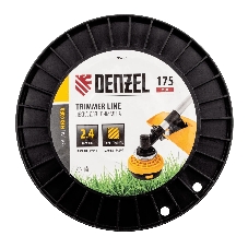 Леска для триммера Denzel квадрат, 2,4мм х 175м, на DIN катушке FLEX CORD