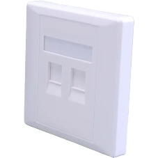 Панель Suprlan 10-0334-1, лицевая со шторкой 80x80, 2xKeystone ABS пластик, белый