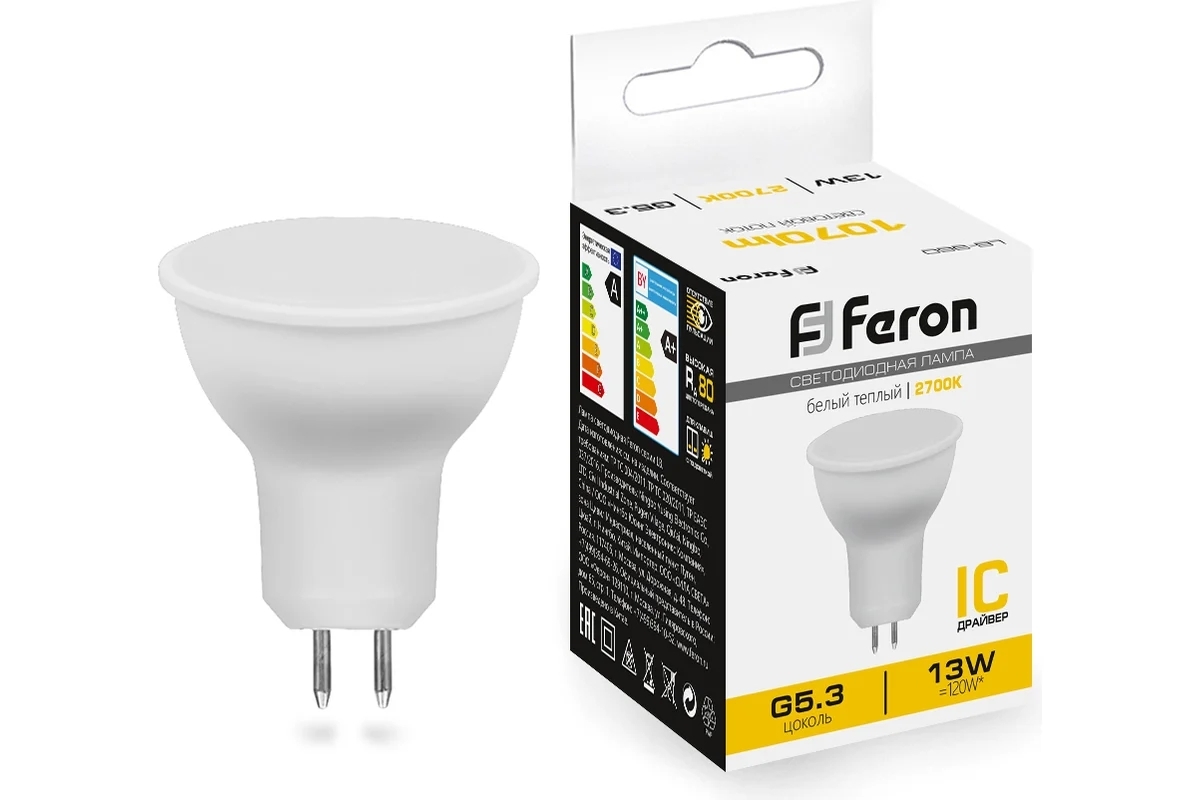 Лампа светодиодная FERON LB-960 (38188) 13 вт 230в G5.3 теплый