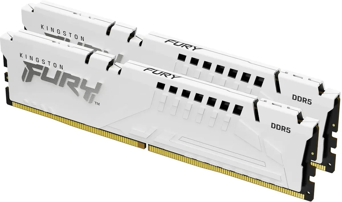 Оперативная память Kingston Fury Beast, DDR5, 64Gb (2x32 GB), 6000 MHz, CL36, DIMM, радиатор, белый