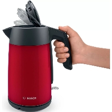 Чайник электрический Bosch TWK7L464 1.7 л, 2400 Вт., нерж.сталь, покрытая эмалью, красный, шкала уровня воды