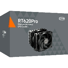 Кулер для процессора PCCooler RT620 PRO BK (250W, 4-pin PWM, 153mm, Al/Cu, 6x6mm, 2x120mm, 73.32CFM, 34.9dBA, 2200RPM, S: 1851/1700/1200/115X, AM5/AM4, черный)