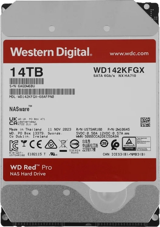 Жесткий диск HDD WD Red Pro 14Tb 7200rpm SATA 512Mb 3.5
