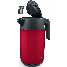 Чайник электрический Bosch TWK7L464 1.7 л, 2400 Вт., нерж.сталь, покрытая эмалью, красный, шкала уровня воды