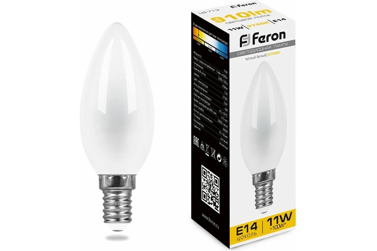 Лампа светодиодная Feron LB-713 11W 230V E14 2700K матовая