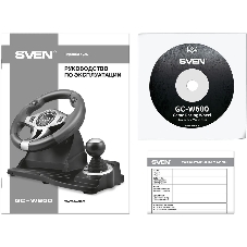 Руль черный SVEN GC-W600 (виброотдача, педали, джойстик, 12 кн., USB)