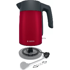 Чайник электрический Bosch TWK7L464 1.7 л, 2400 Вт., нерж.сталь, покрытая эмалью, красный, шкала уровня воды