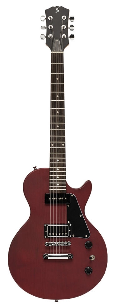 Электрогитара STAGG SEL-HB90 CHERRY 6-ти струнная, корпус массив красного дерева, гриф красное дерево, накладка палисандр, 22 лада, звукосниматели 1х P90, 1х хамбакер, регуляторы 1x громкости, 1x тона, 3-х поз. переключатель, цвет Cherry