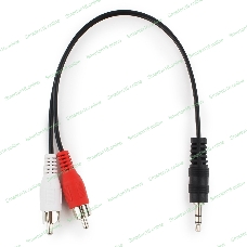 Кабель аудио Cablexpert CCA-458-0.2M-N, Jack 3.5(M)/2xRCA, 0.2м, черный, пакет