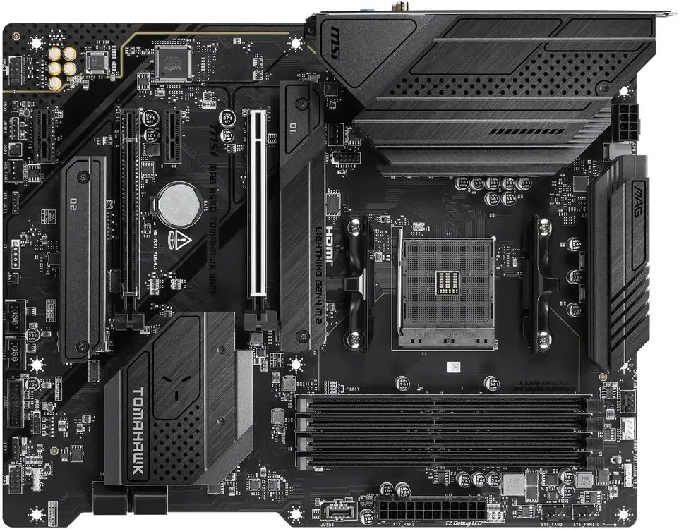 Материнская плата MSI MAG B550 TOMAHAWK WIFI, AM4, AMD B550, 4xDDR4, 6xSATA 6Gb/s, 2xM.2, 2xPCIe x16, 2xPCIe x1, 1xHDMI, 1xDisplayPort, 1x2.5GbE LAN, 2xUSB 2.0, 2xUSB 3.2 Gen 1, 2xUSB 3.2 Gen 2, 1xUSB 3.2 Gen 2 Type-C, 5x3.5 мм, 7.1, ATX