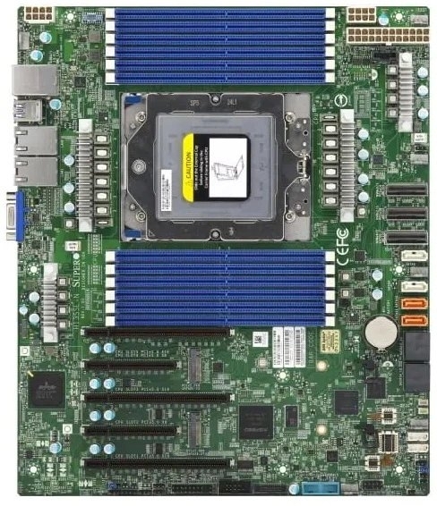 Материнская плата Supermicro H13SSL-N, SP5, SoC, 12xDDR5, 8xSATA, 2xM.2, 3xPCIe 5.0 x16, 2xPCIe 5.0 x8, 1xD-Sub, 2x 1Gb LAN, 4xUSB 3.0, 0x3.5 мм, ATX