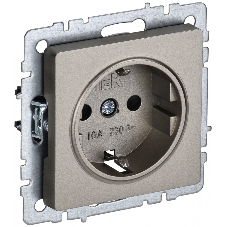 Розетка 1-местная IEK BRITE РС11-1-0-БрШ (BR-R11-16-K37) с заземлением, без защитных шторок, 16А, шампань