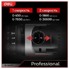 Дрель-шуруповерт Deli DE-CZ20-1D2, 20 В, 2 Ач, 70 Нм, бесщеточный, ударный