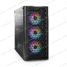 Компьютерный корпус Miditower ExeGate EVO-9202 (ATX, без БП, с окном, 1*USB+1*USB 3.0, аудио, 3 вент. 12см с RGb подсветкой)