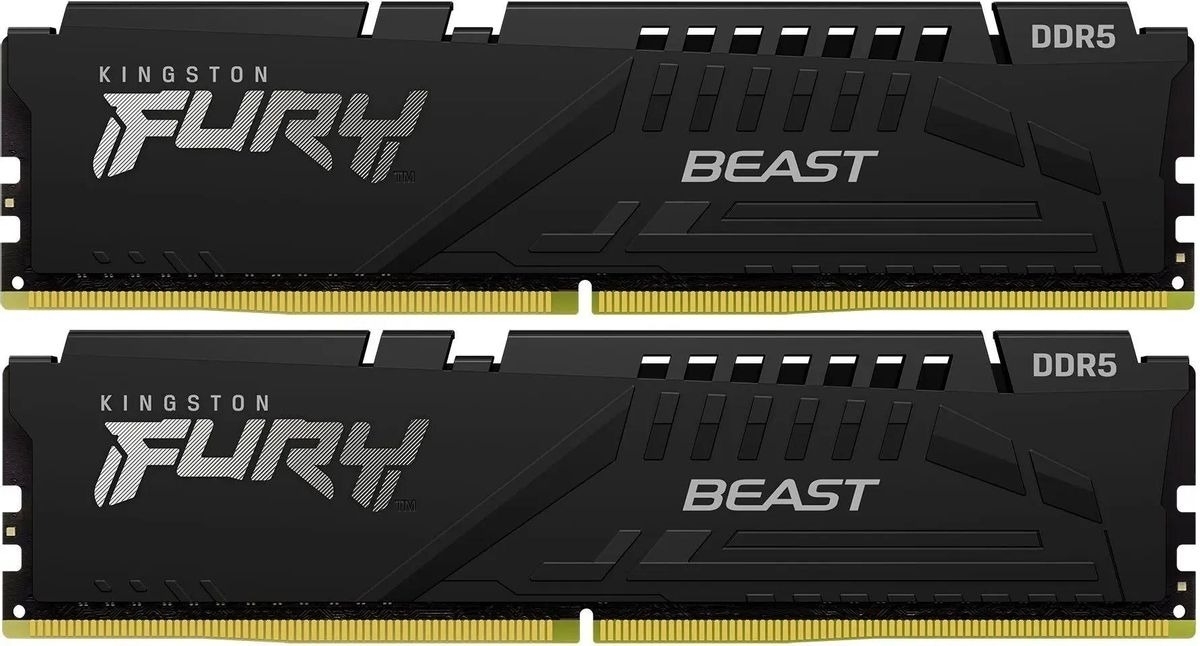 Оперативная память Kingston Fury Beast, DDR5, 64Gb (2x32 GB), 6400 MHz, CL32, DIMM, радиатор, черный