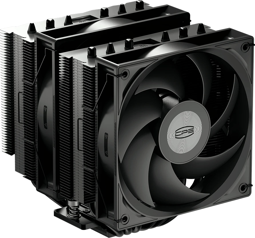 Кулер для процессора PCCooler RT620 PRO BK (250W, 4-pin PWM, 153mm, Al/Cu, 6x6mm, 2x120mm, 73.32CFM, 34.9dBA, 2200RPM, S: 1851/1700/1200/115X, AM5/AM4, черный)
