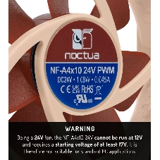 Вентилятор корпусной Noctua NF-A4x10 24V PWM, 40 мм, 5000 об/мин, 17.9 дБ, 4-pin PWM, без подсветки