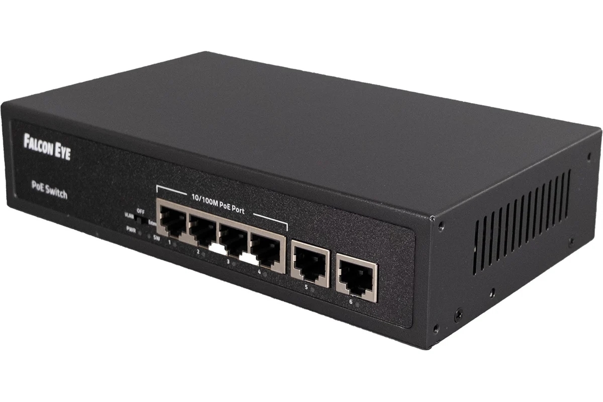 Коммутатор Falcon Eye FE-4FPF2, 4×100 Мбит/с PoE + 2×100 Мбит/с Uplink, неуправляемый