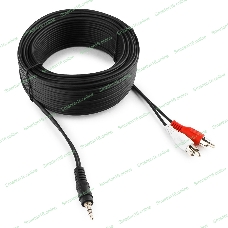 Кабель аудио Cablexpert CCA-458-15M-N, Jack 3.5(M)/2xRCA, 15м, черный, пакет