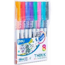 Набор ручек роллер Deli Think EQ300-8C ассорти, d=0.5мм, ассорти чернила (8шт) стреловидный пишущий наконечник
