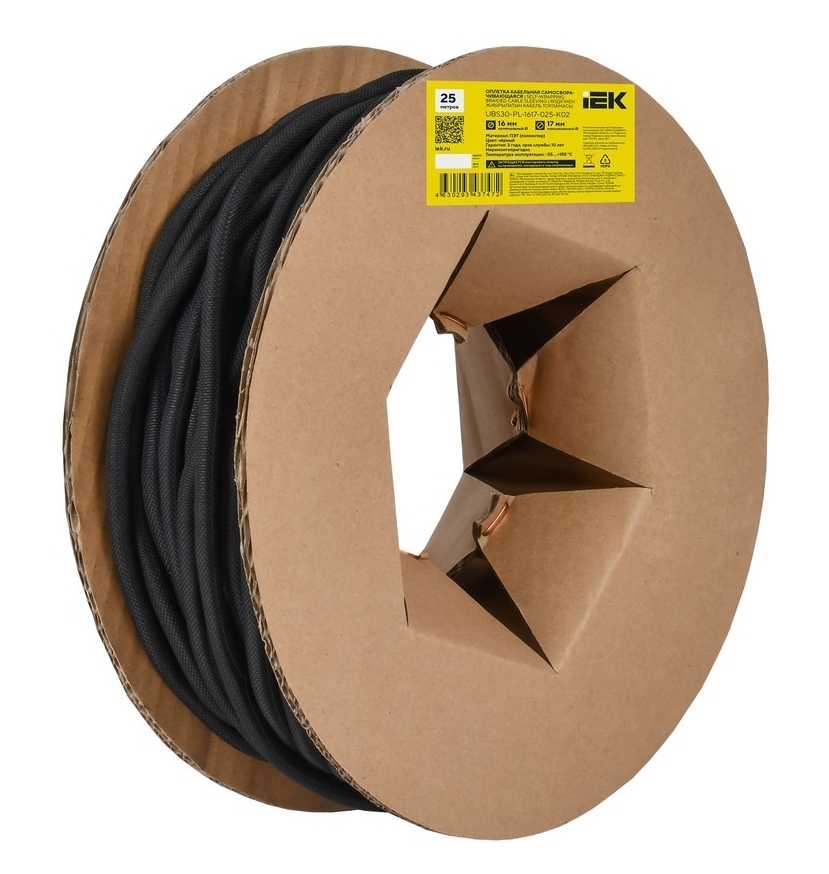 Оплетка кабельная IEK UBS30-PL-0809-025-K02. 8-9мм . 25м. самосворачивающаяся. черная