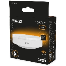 Лампа светодиодная Gauss 108008111 11Вт цок.:GX53 таблетка 220B св.свеч.бел.теп. (упак.:10шт)