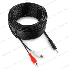 Кабель аудио Cablexpert CCA-458-20M-N, Jack 3.5(M)/2xRCA, 20м, черный, пакет