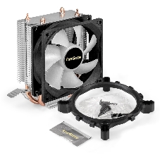 Кулер ExeGate Wizard EXX200-PWM.RGB (Al+Cu, 2 тепл.трубки, LGA775/1150/1151/1155/1156/1200/1700/1851/AM2/AM2+/AM3/AM3+/AM4/AM5/FM1/FM2/754/939/940, TDP 95W, Fan 90мм, PWM, 800-2400RPM, Hydro bearing, 4pin, 11-24db, 305г, RGB подсветка, с термопастой, на защелках, RTL)