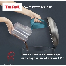 Пылесос Tefal TW2922EA бирюзовый/черный, 750/2100Вт, уборка сухая, пылесборник контейнер 1.5 л
