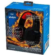 Гарнитура Sven AP-G988MV чёрный-красный, проводная, 3.5 мм