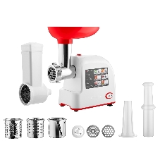 Мясорубка электрическая Brayer BR1603 белый, 1500 Вт, 2.0 кг/мин, реверс, защита от перегрузки, насадки - 7