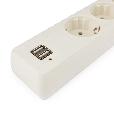 Сетевой фильтр Гарнизон 5 р, 10А, 2xUSB, 1.8 м, ур.защиты 4, белый, пакет