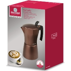 Кофеварка гейзерная Rondell Kortado RDA-399, 0.45л, алюминий, коричневый