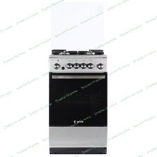 Плита комбинированная De Luxe 5040.41ГЭ (КР) ЧР-010 нержавеющая сталь, конфорок 4 шт, духовка 46 л, 50 см x 85 см x 50 см