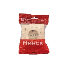 Розетка EKF Минск ERR16-028-200 1-м СП 16А IP20 с заземлением, с защитными шторками, бежевый