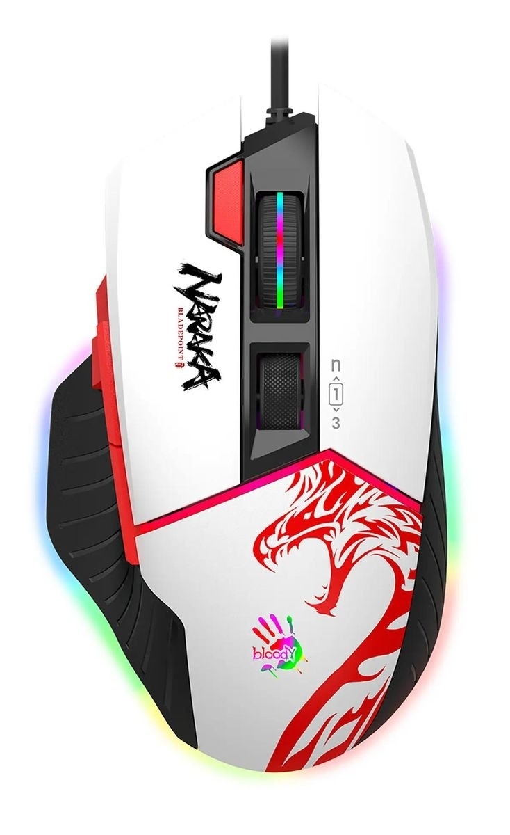 Мышь проводная A4Tech Bloody W95 Max Naraka белый/рисунок, оптическая, 12000 dpi, USB, кнопки - 6